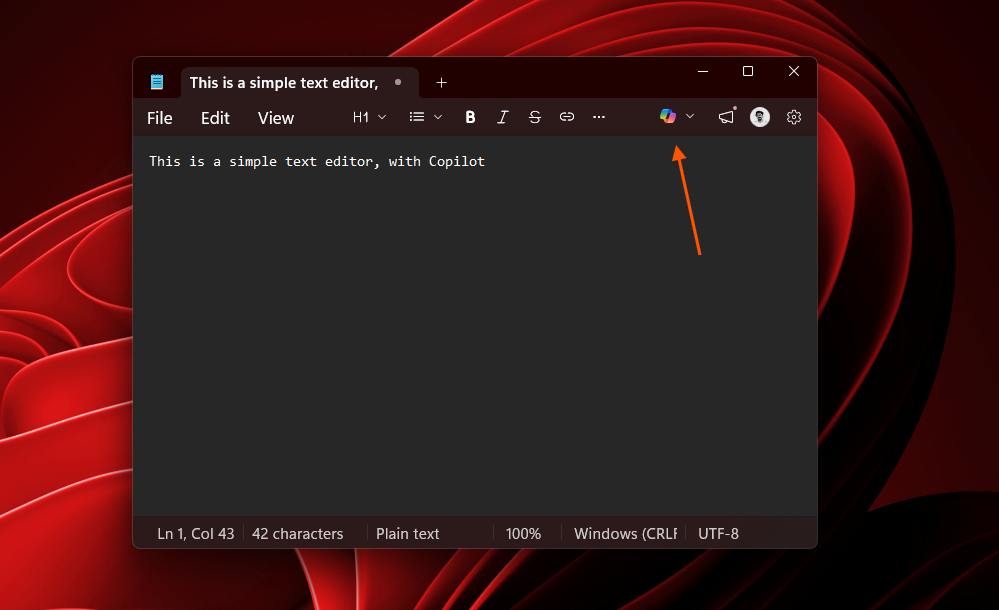 Notepad with Copilot icon
