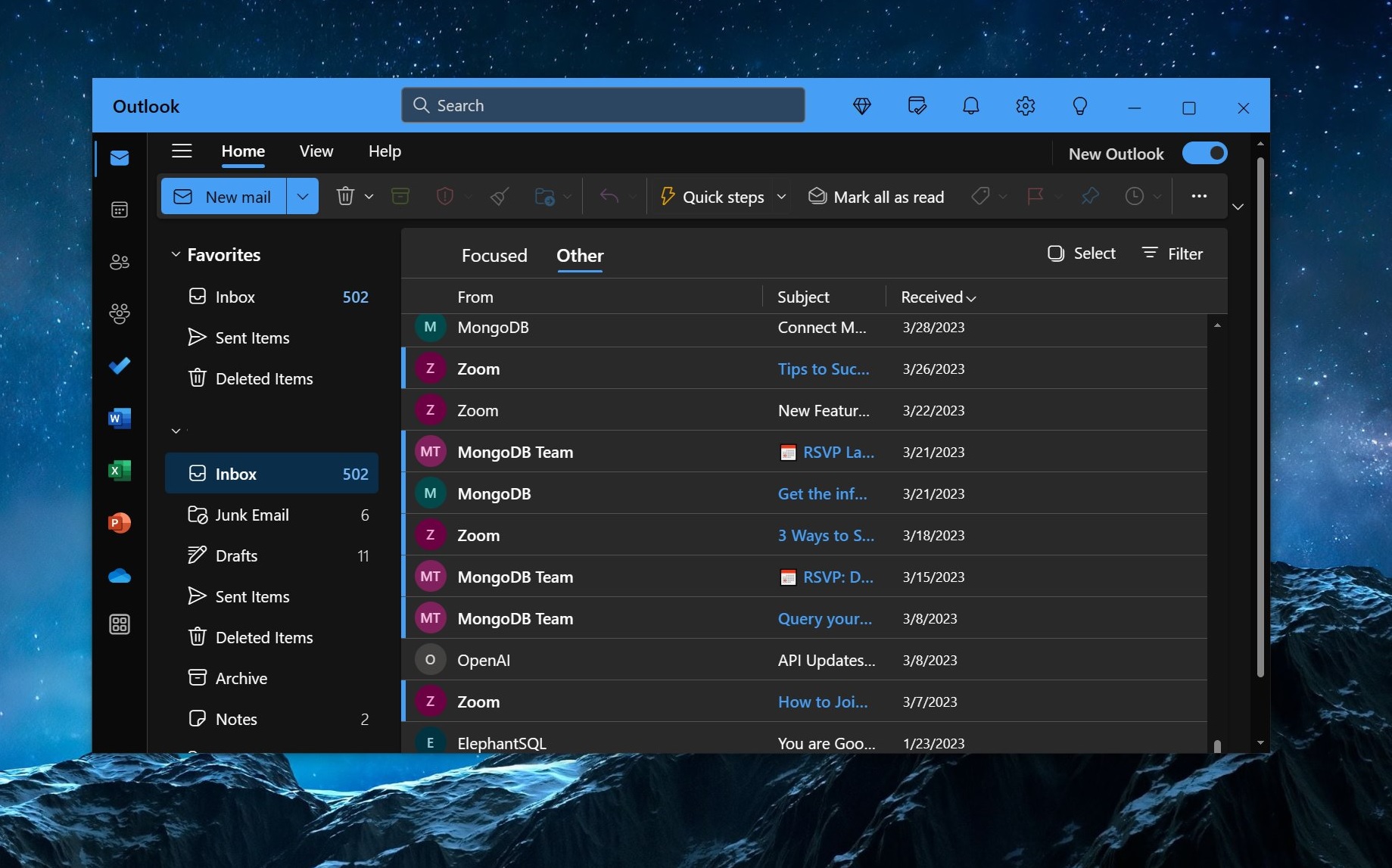 Outlook opt out button