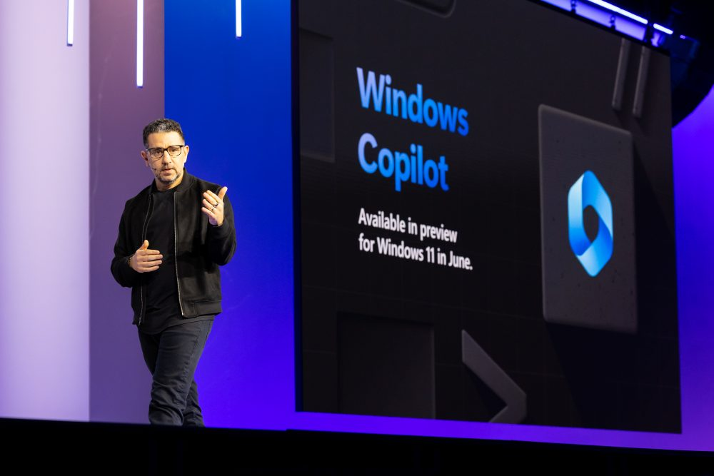 Panos Panay introduces Windows Copilot at Microsoft Build in May. 