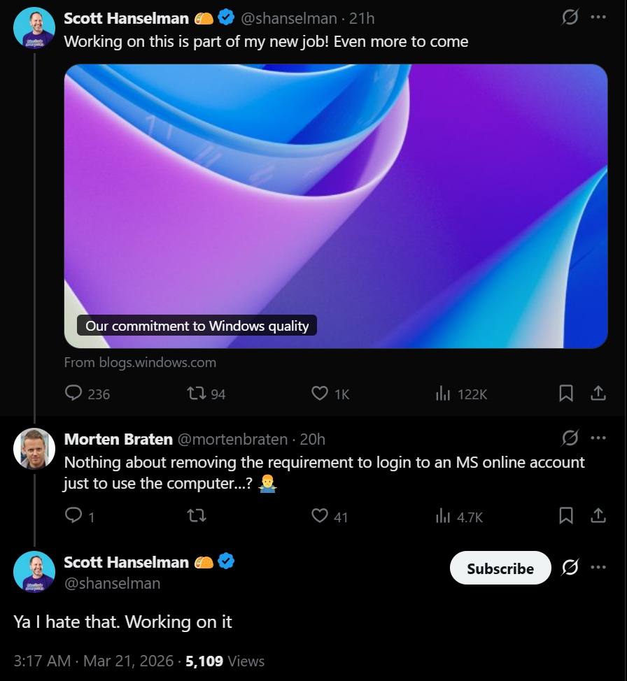 Scott Hanselman post on Twitter