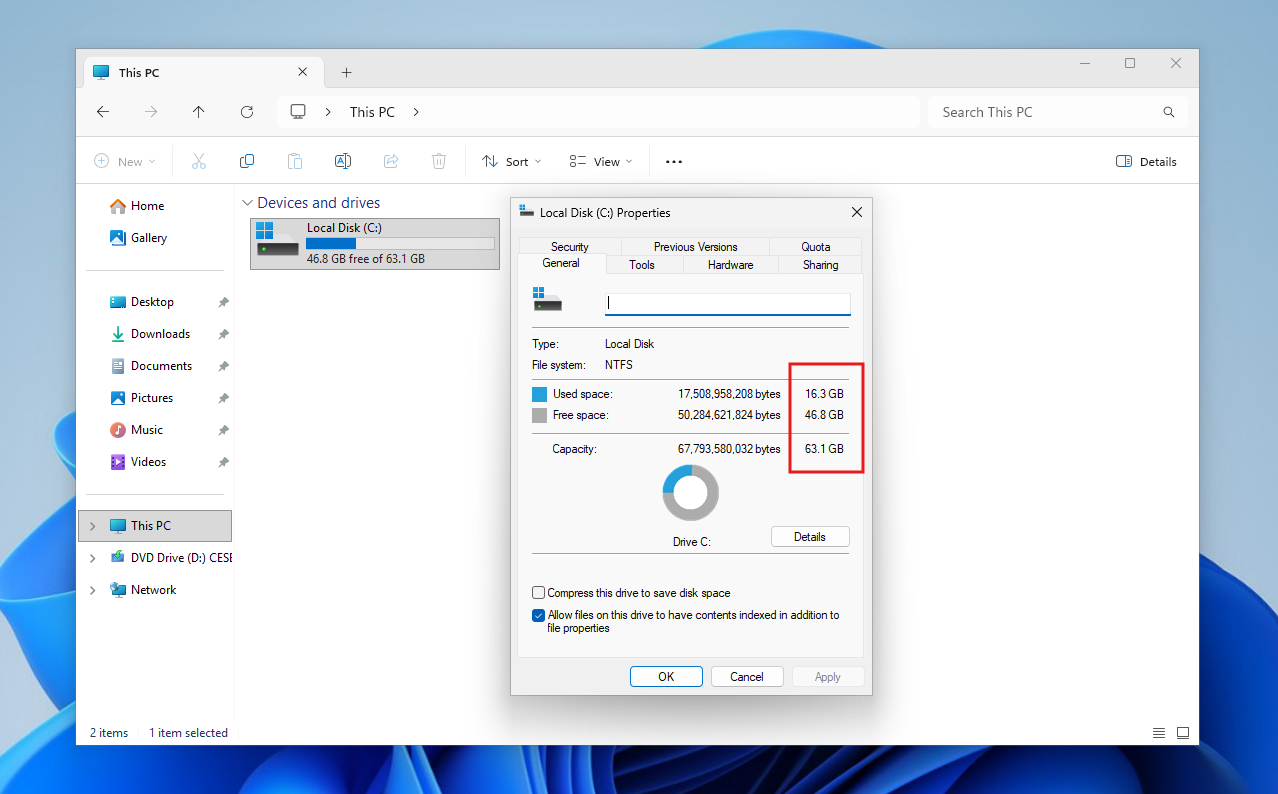 Storage usage in Windows 11 LTSC