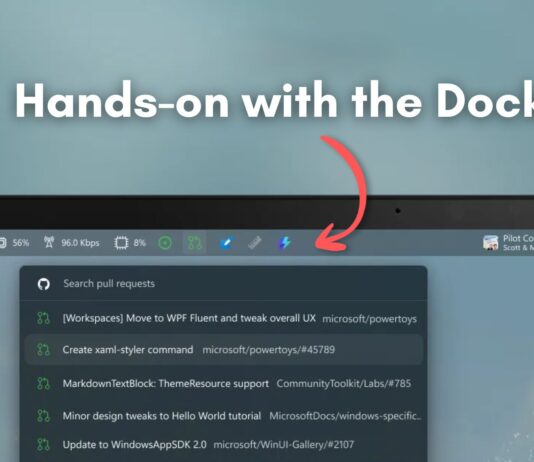 Testing the Command Palette Dock feature in PowerToys 0.98 update