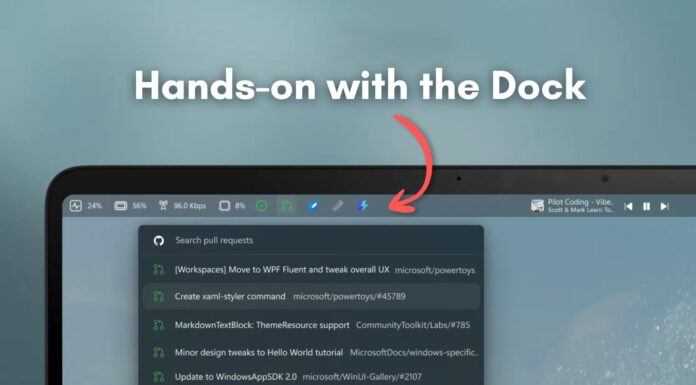 Testing the Command Palette Dock feature in PowerToys 0.98 update