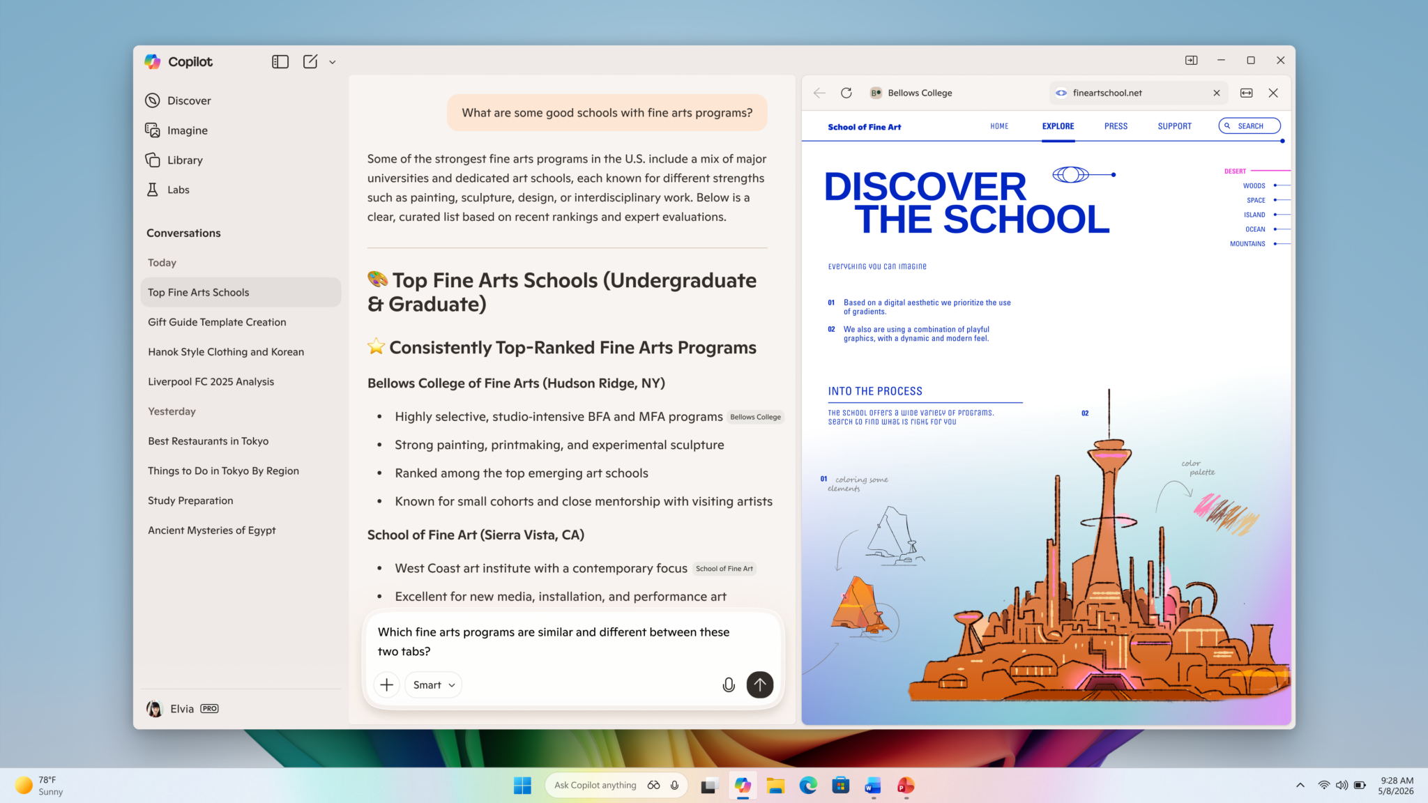 View web content in a sidepane next to your conversation without leaving the Copilot app.