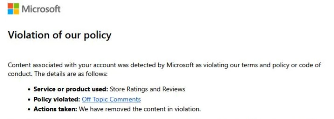 Why Microsoft removed the Xbox app review in Store