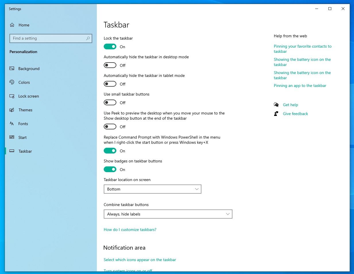 Windows 10 small taskbar