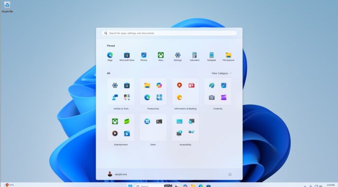 Windows 11 apps in the Start menu