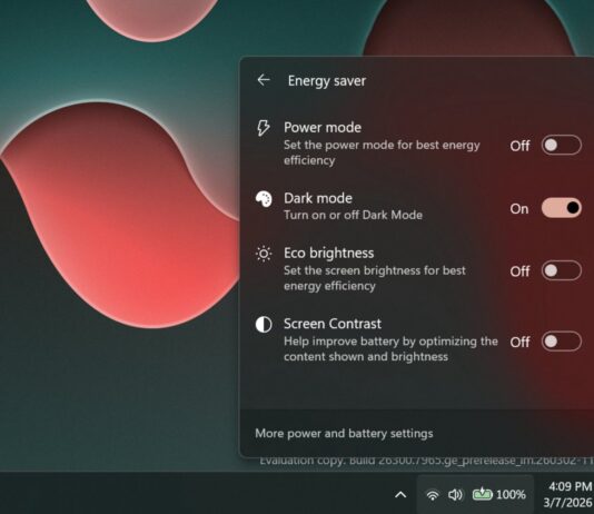 Windows 11 new dark mode toggle
