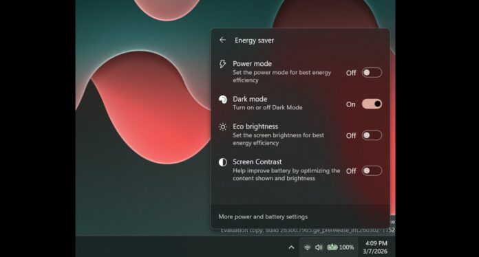 Windows 11 new dark mode toggle