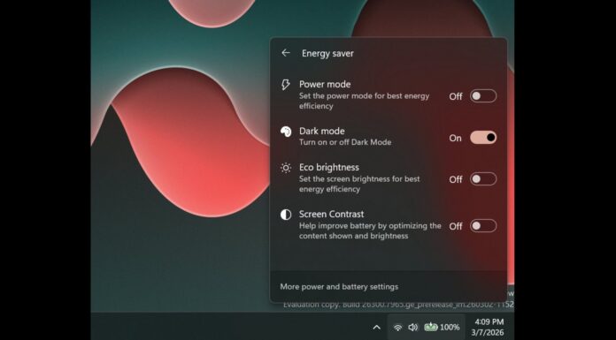 Windows 11 new dark mode toggle