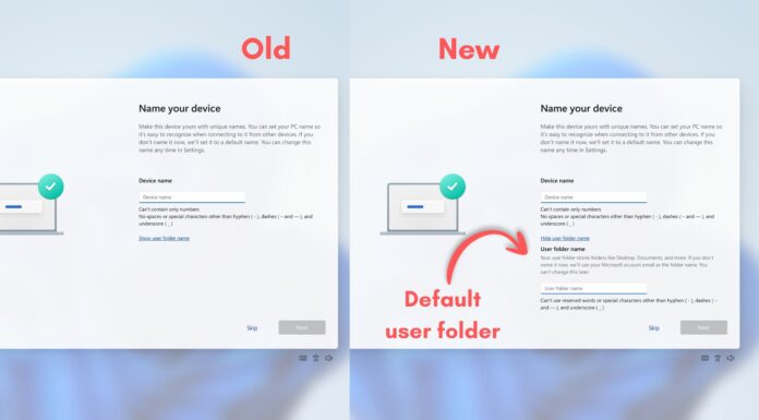 Windows 11 uses five letters of your email for the user folder, but Microsoft is fixing it You can now change the default folder name during Windows 11 OOBE