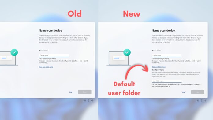You can now change the default folder name during Windows 11 OOBE You can now change the default folder name during Windows 11 OOBE
