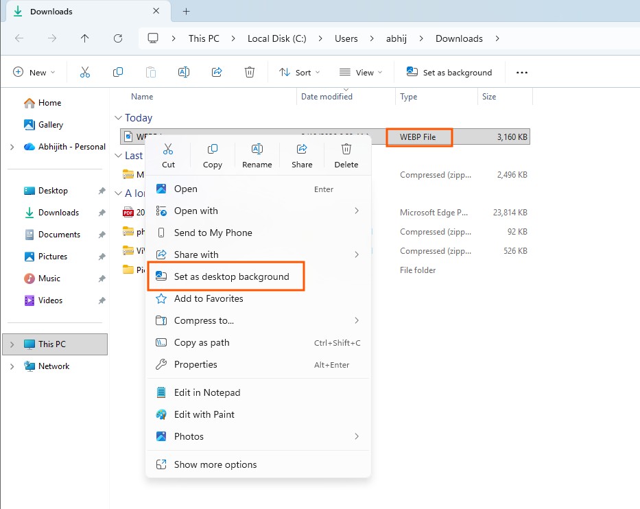 You can now set WEBP image as desktop background