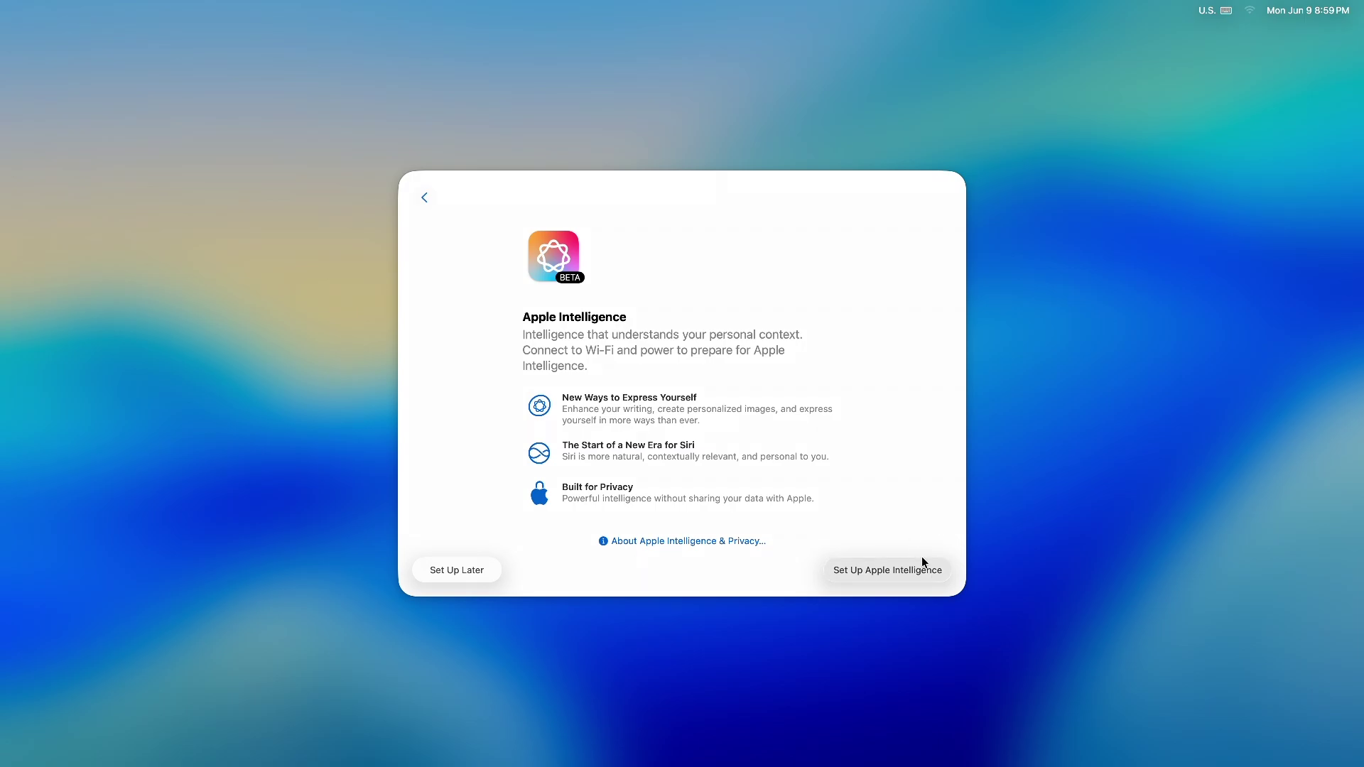 macOS doesn't force you to try out Apple Intelligence