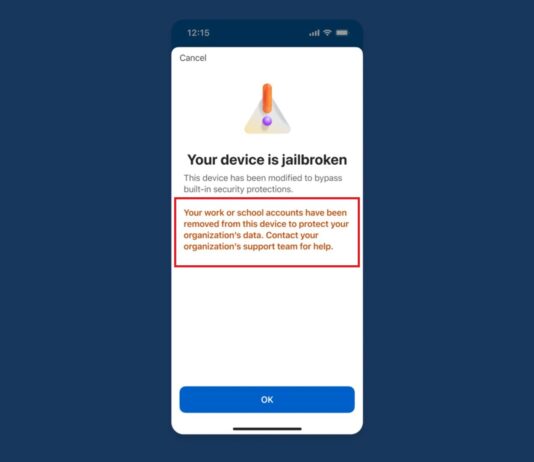 microsoft authenticator removes account and data on jailbroken phone