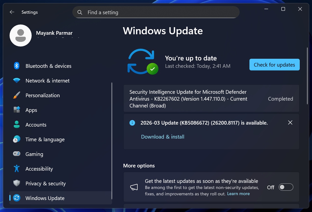 2026-03 Update (KB5086672) (26200.8117)