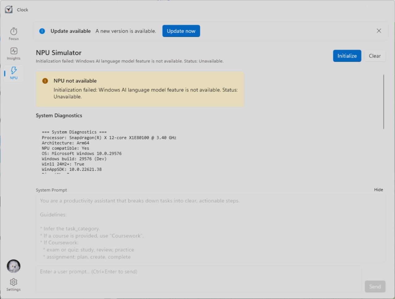 AI in Windows Clock app