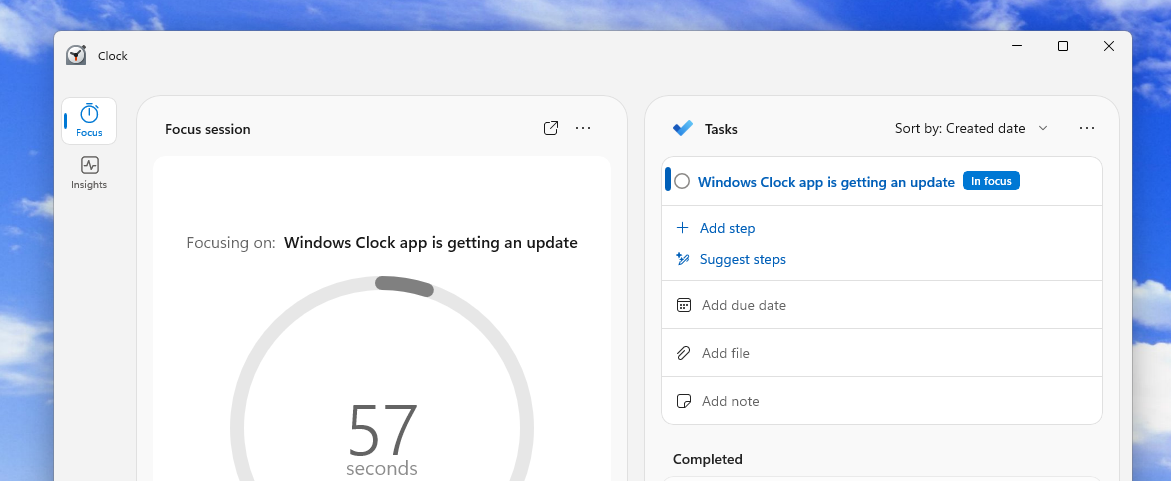 Additional options under each Task