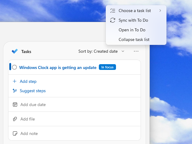 Additional options with Microsoft To Do