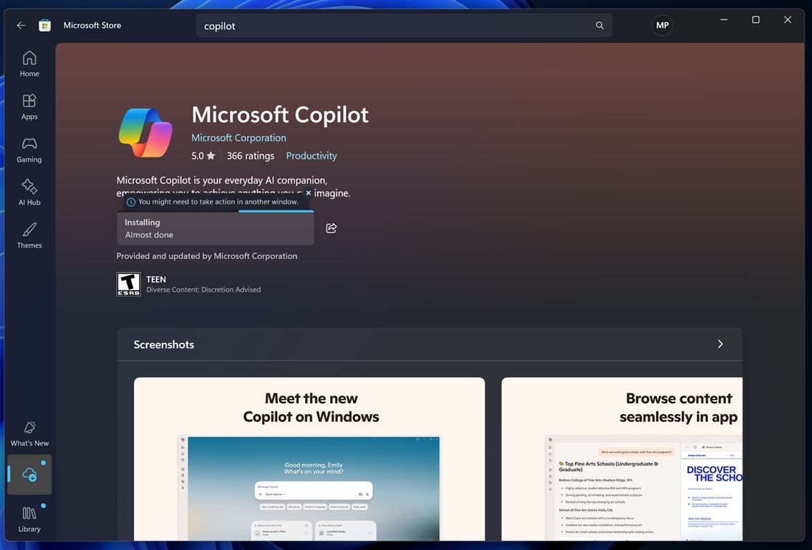 Copilot in the Microsoft Store