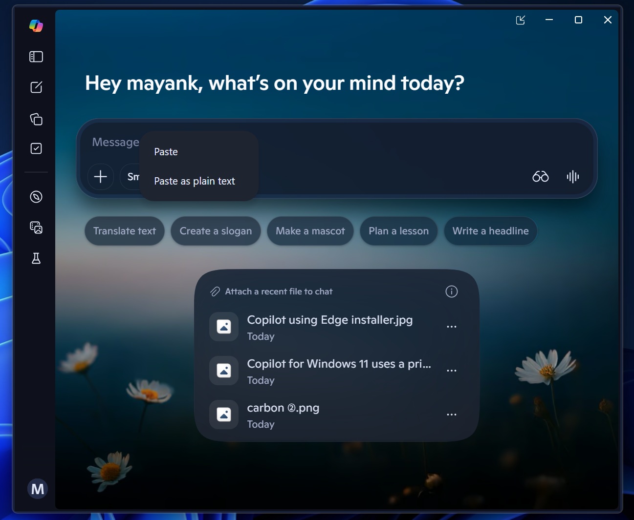 Copilot new app on Windows 11