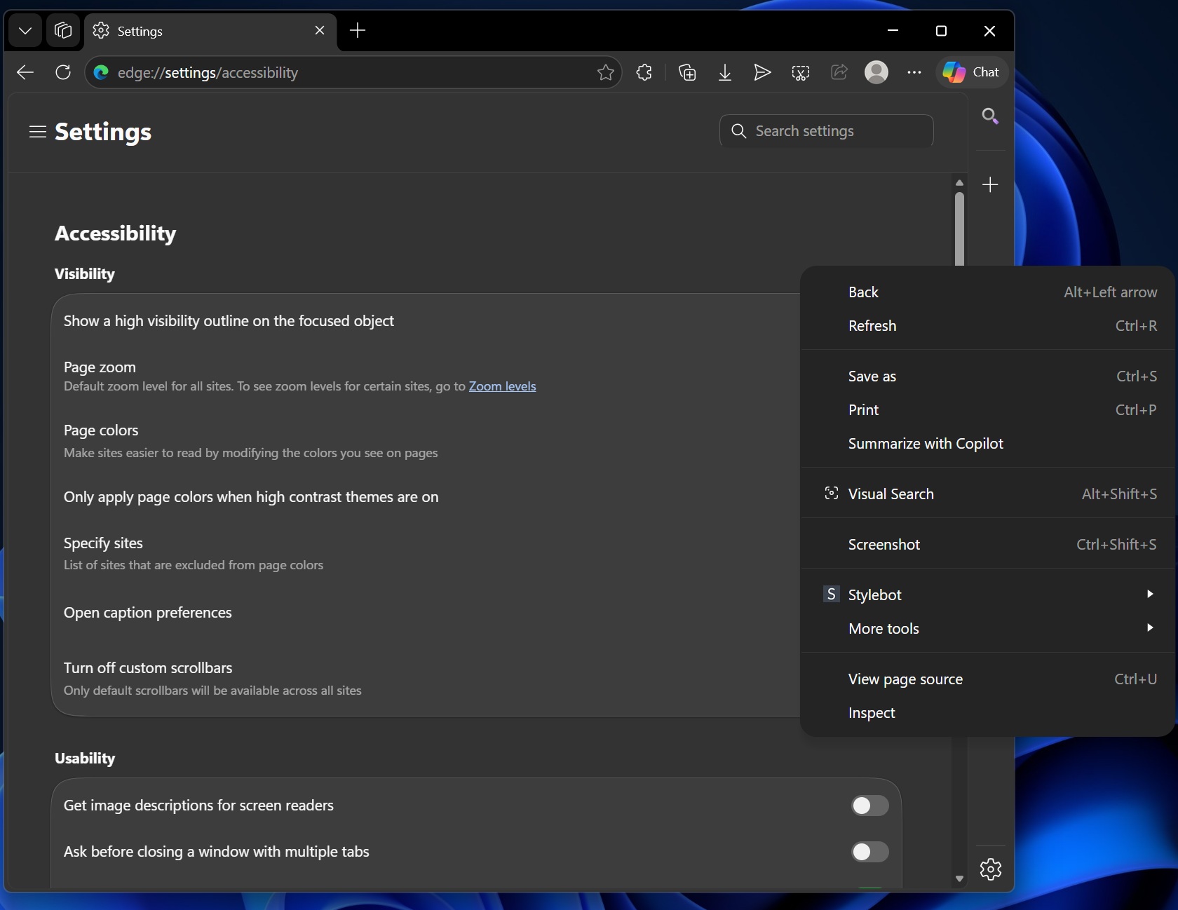 Edge rounded right-click