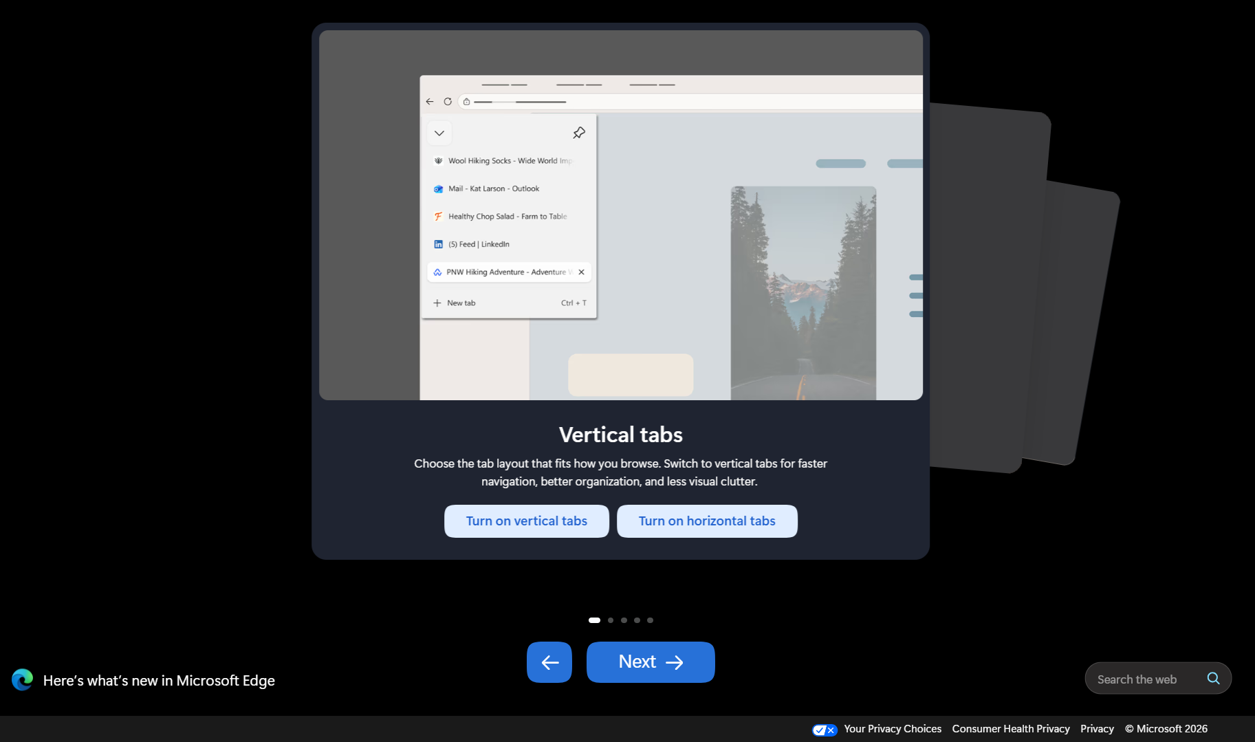 Edge update shows Vertical tabs even as the feature was out years ago