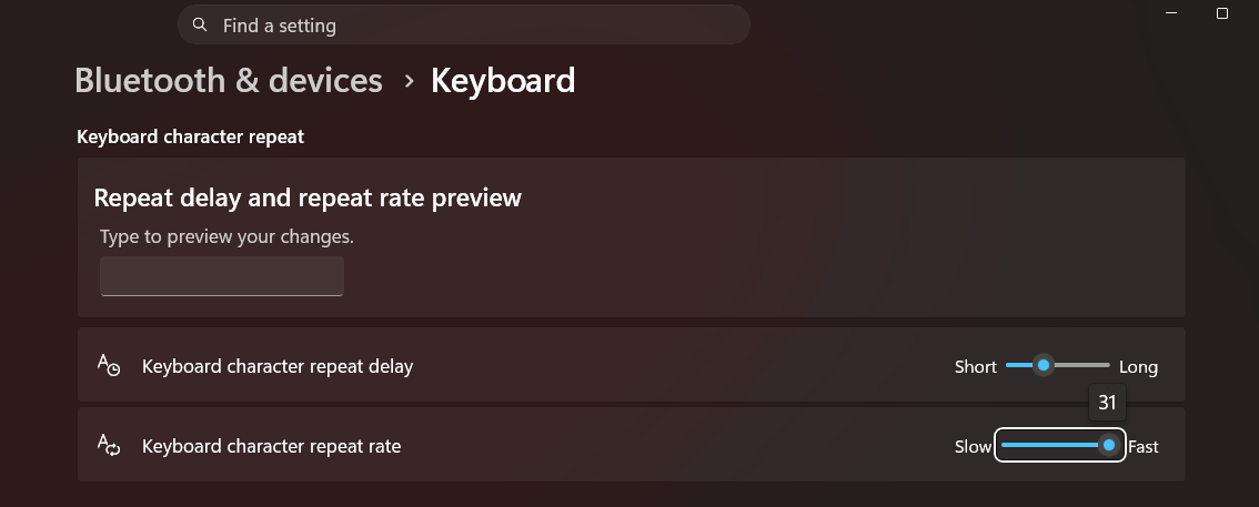 Keyboard character repeat