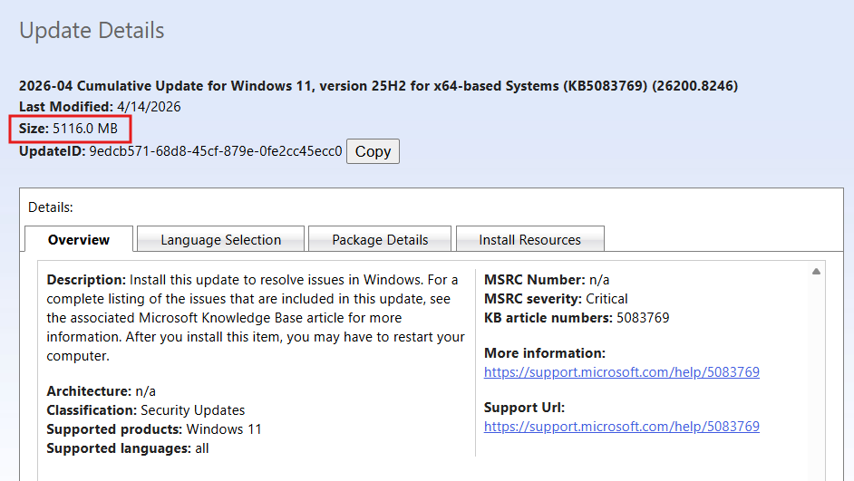Latest Windows 11 cumulative update goes above 5GB