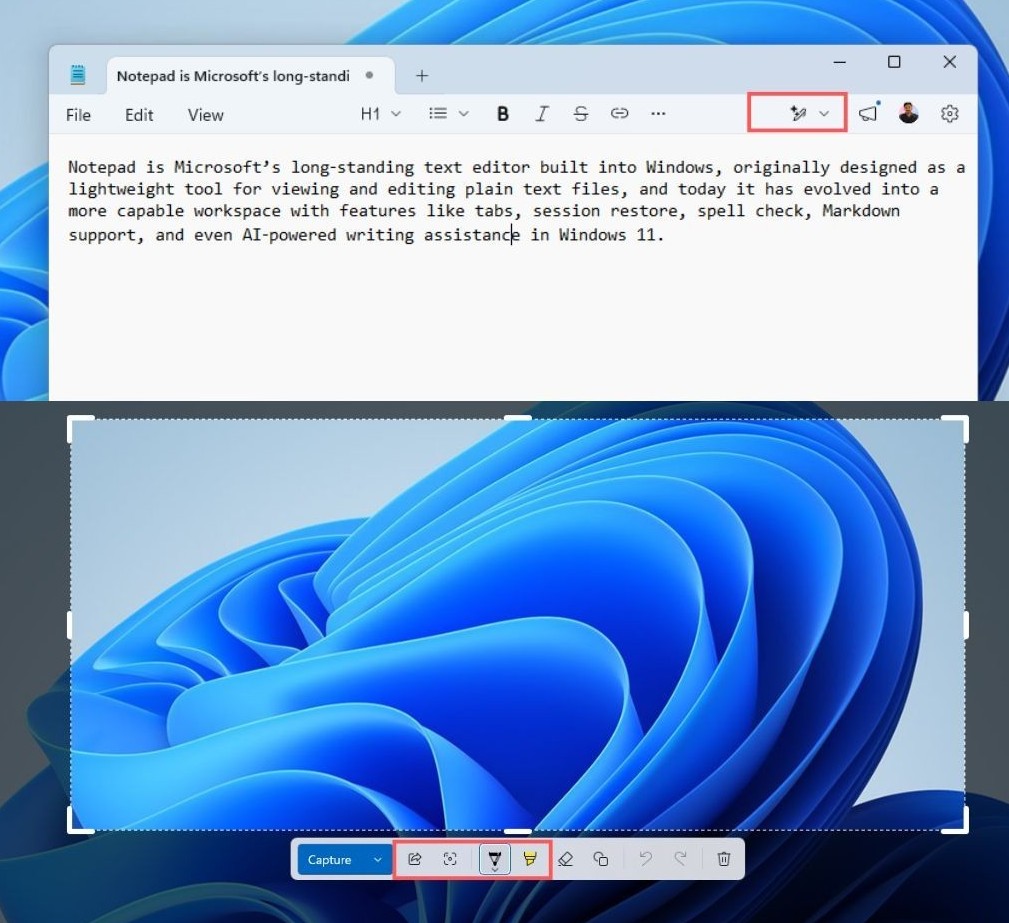 Notepad and Snipping Tool removes Copilot