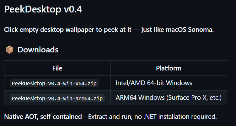 PeekDesktop is available for Windows on ARM