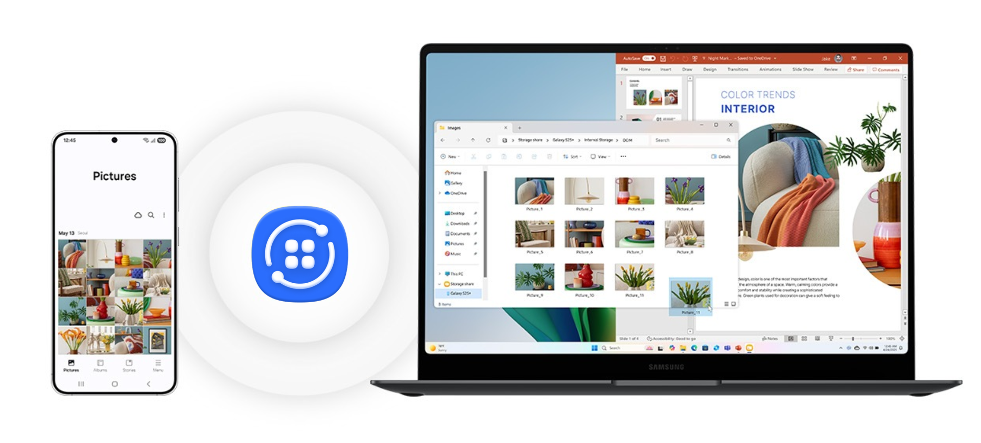 Samsung laptop and Samsung phone