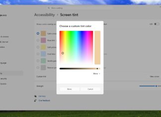 Screen Tint custom color in Windows 11