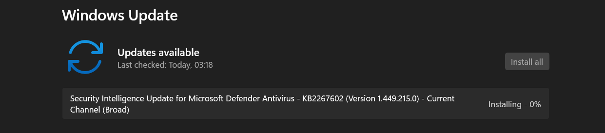 Actualización de inteligencia de seguridad para Microsoft Defender Antivirus