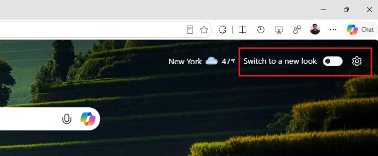 Switch to a new look toggle in Edge
