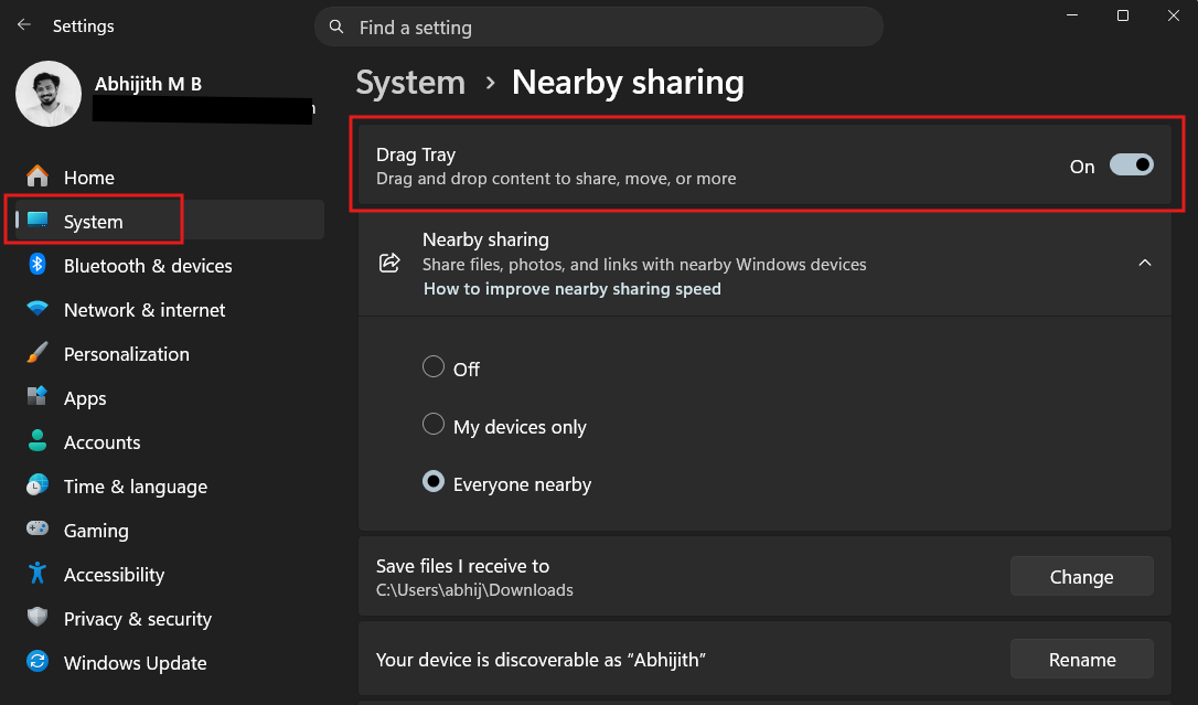 Turn off old Drag Tray in Windows 11