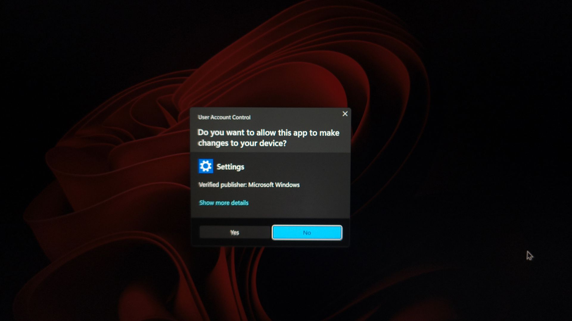 User Access Control prompt shows up while opening Storage in Settings app
