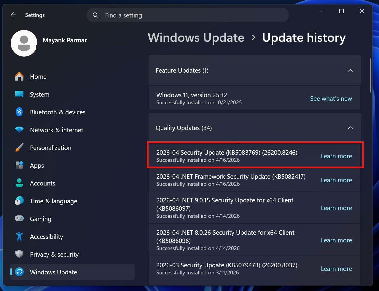Windows 11 KB5083769 issues