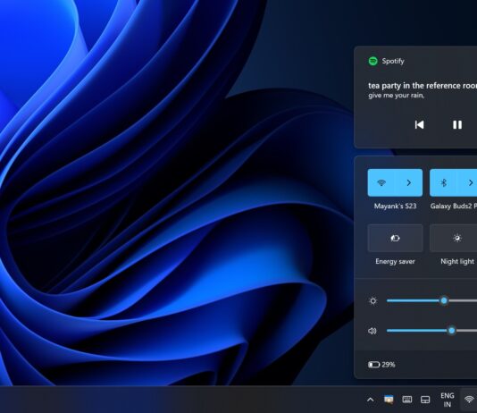 Windows 11 Quick Settings feature