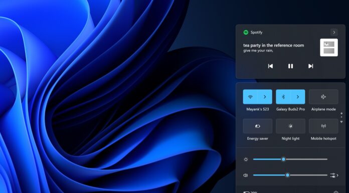 Windows 11 Quick Settings feature