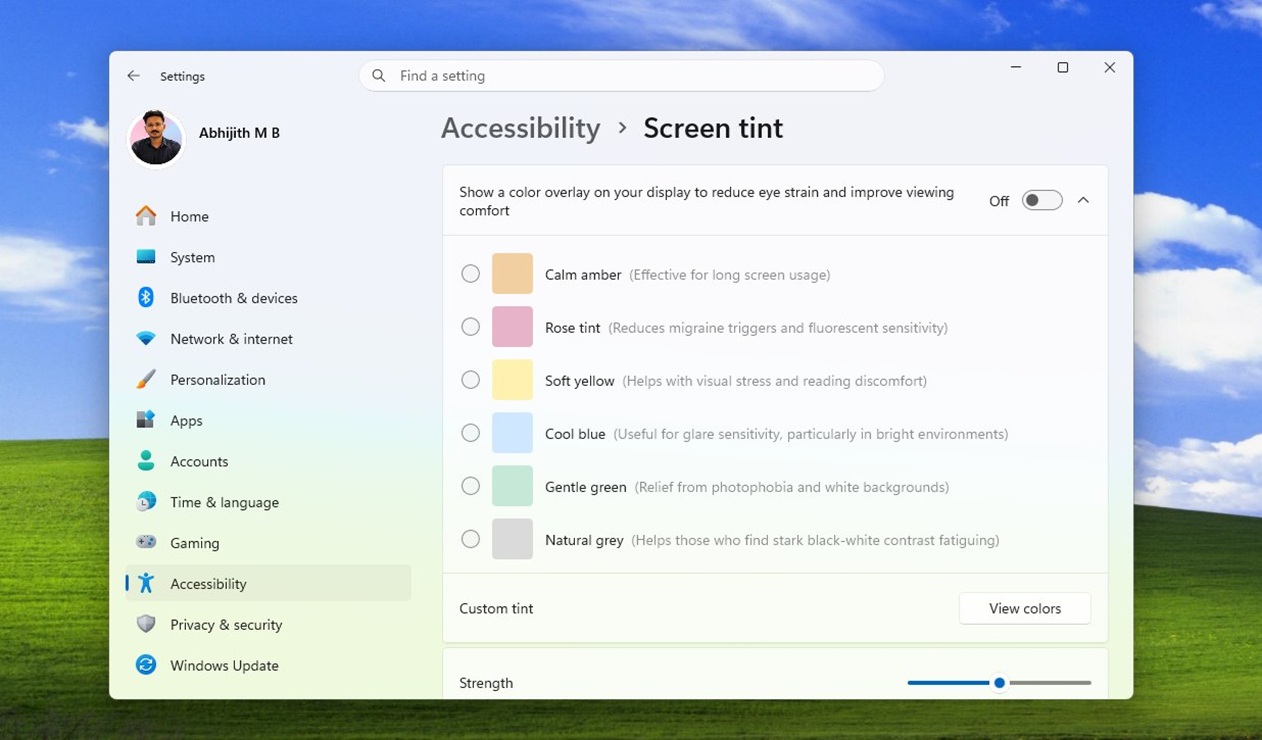 Windows 11 Screen Tint
