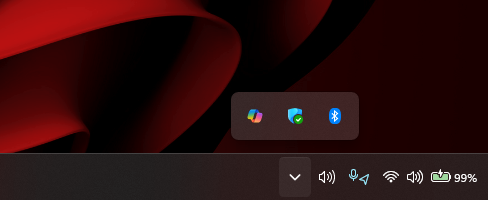 Windows Security icon on the System Tray shows Green check mark