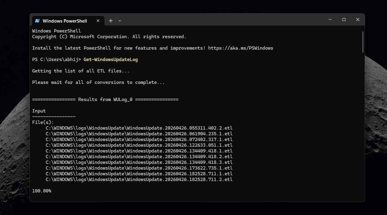 Windows Update Log using PowerShell