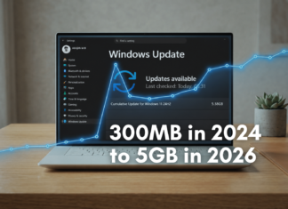 Windows updates have grown drastically in size when compared to 2024
