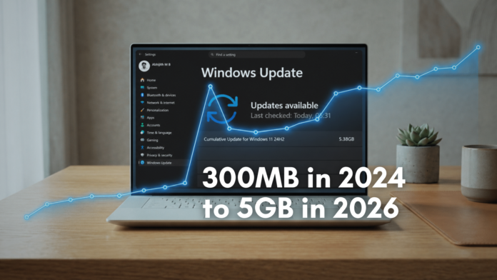 Windows updates have grown drastically in size when compared to 2024