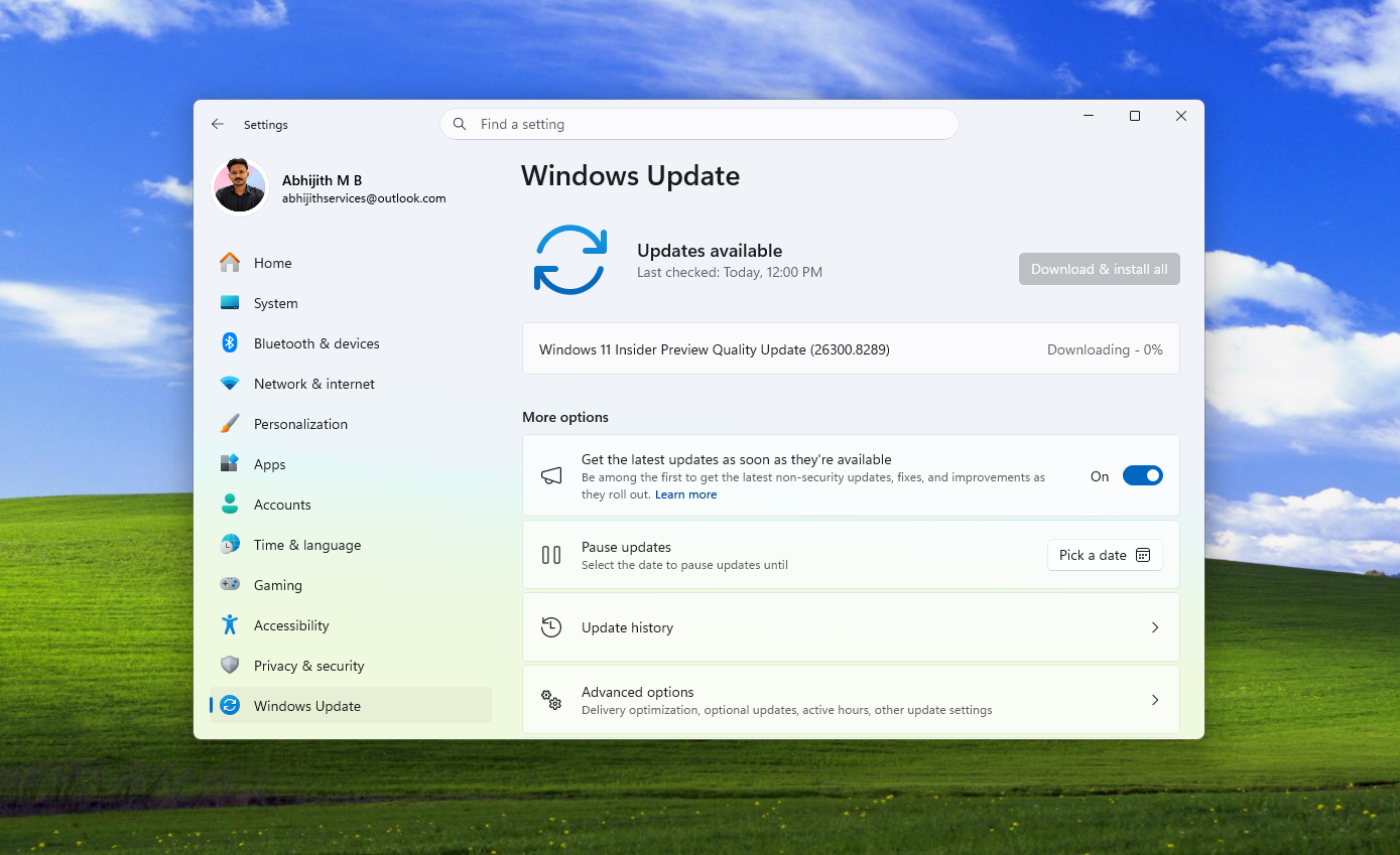 Windows11 Insider Preview Quality Update 26300.8289