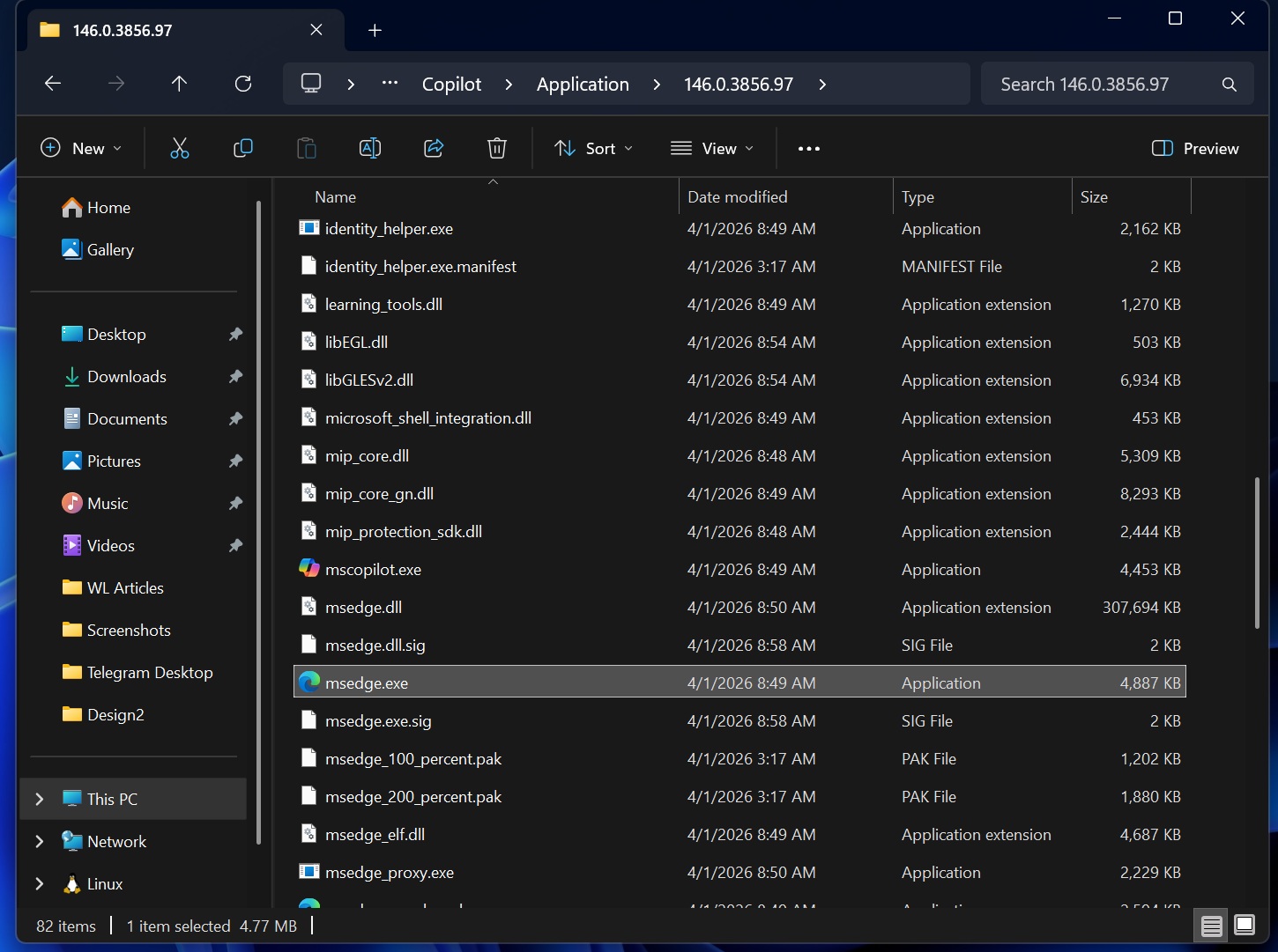 msedge.exe in Copilot app package