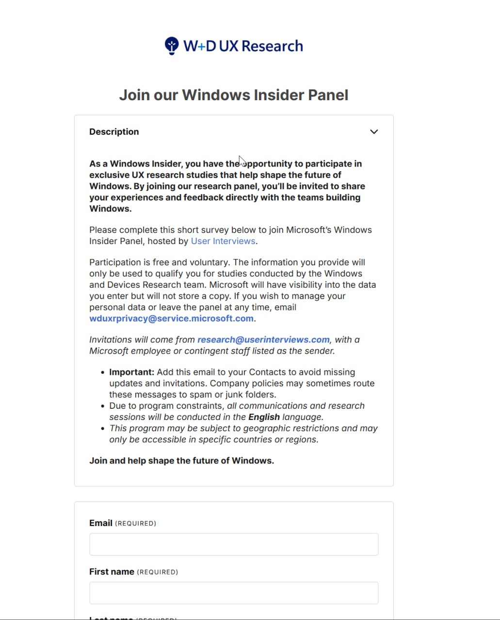 Windows Insider Panel description