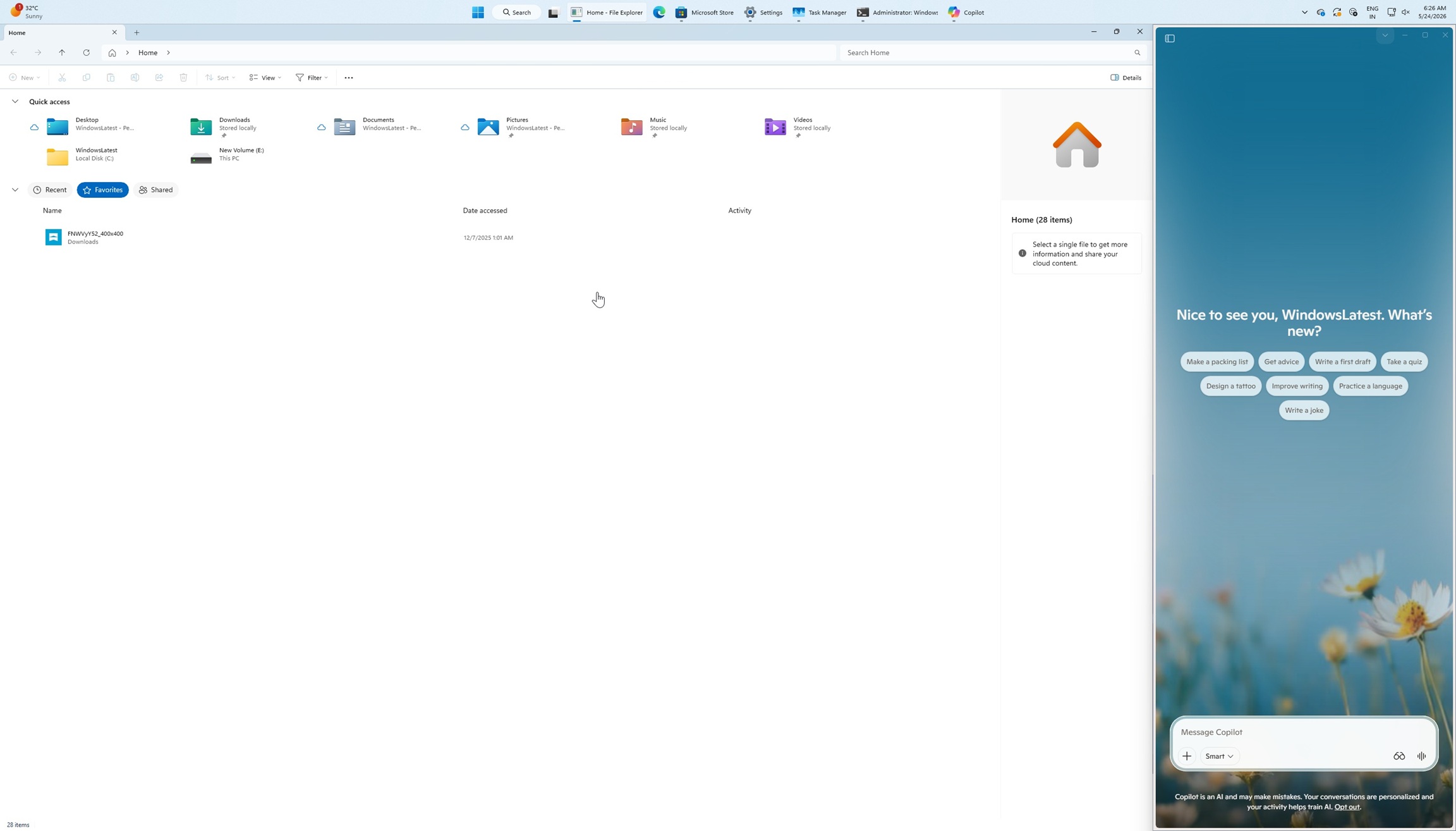 Copilot docked to right side on Windows 11
