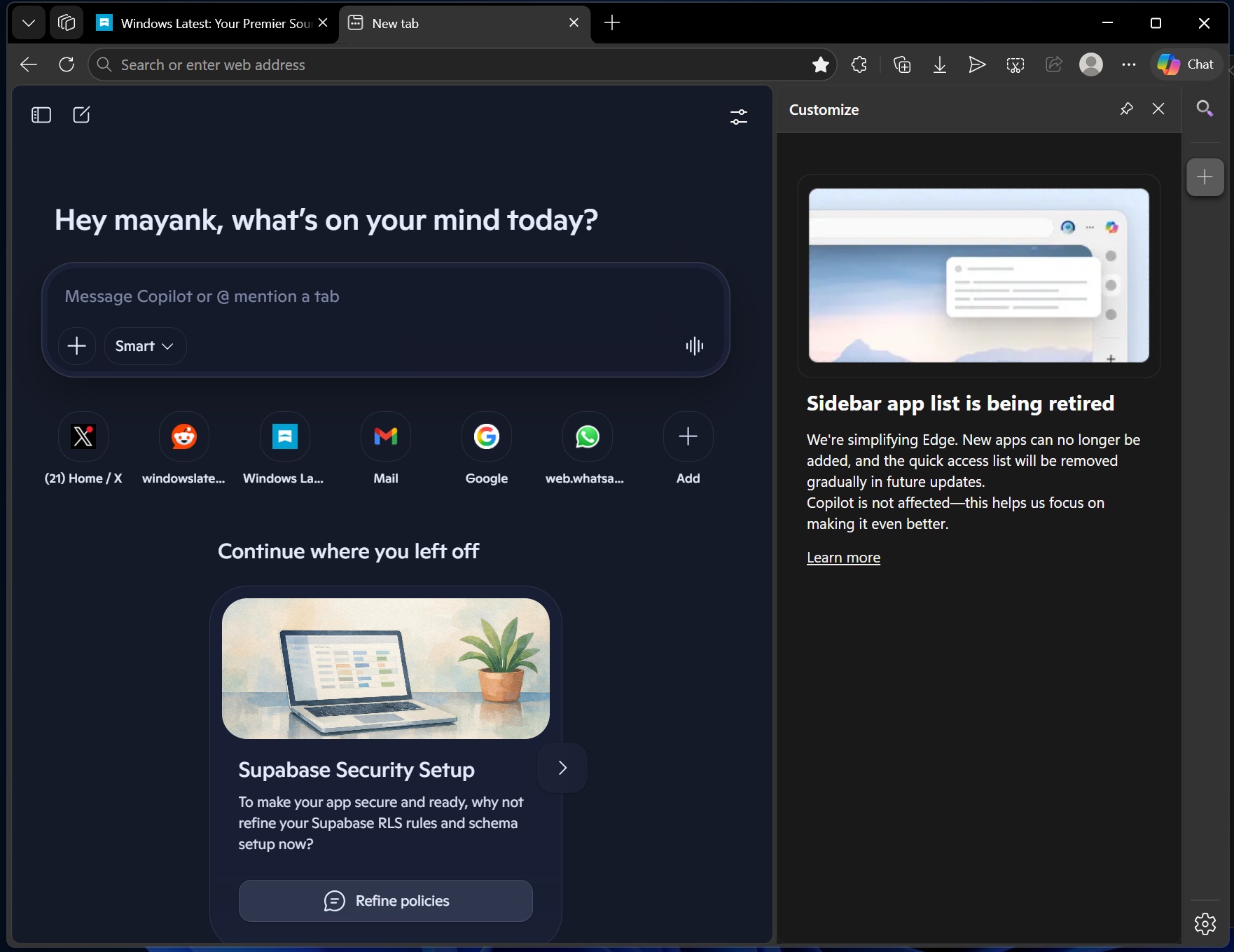 Microsoft Edge sidebar